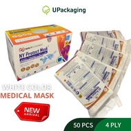 face mask 3ply medicos surgical mask surgical mask NY WHITE MASKS 50 Pcs 4 Ply Medical Mask Disposable Surgical Mask 4 L