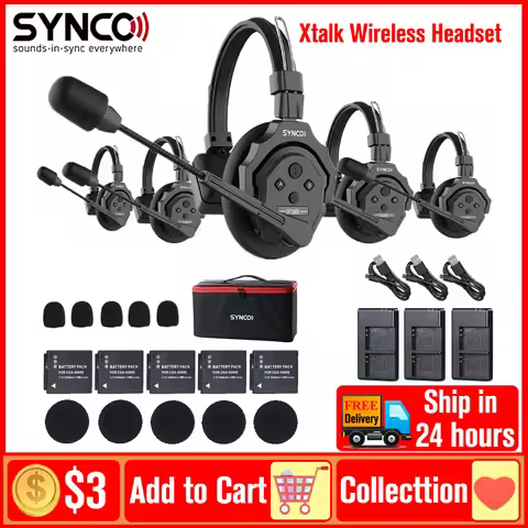 SYNCO Xtalk X5 Xtalk X2 X3 Wireless Headset Intercom System 2.4G Communication Wireless Microphone f