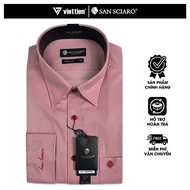SAN SCIARO - Áo Sơ Mi Tay Dài Màu Hồng Sọc Dọc Form Regular Lai Bầu Quà Tặng Nam Việt Tiến Cao Cấp