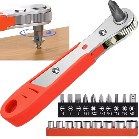 Right Angle Screwdriver Set Ratchet Wrench 1/4 Inch Drive Mini Reversible Ratcheting Wrench Driver f