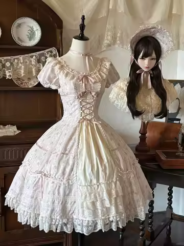 Spring Tale - Old School Lolita Floral Printed Dress, Front Opening by ByleeBear PRE ORDER / 90 days