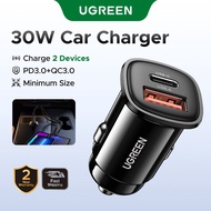 UGREEN 30W USB Car Charger Quick Charge  QC4.0 QC3.0 Type C PD Car Charging Compatible for iPhone 14
