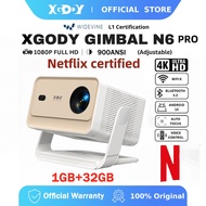 【Authorized by Netflix】XGODY Gimbal N6 PRO Projector 1+32GB Auto Focus 4K Ultra HD Android 13 Home C