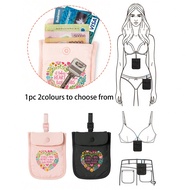 1pc Love Wreath Pattern Pattern Anti-Theft Travel Passport Wallet, Women'S Hidden Bra Wallet Under C