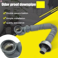 Universal Sink Drain Pipe 90cm Expandable Flexible P-Trap Smell-Proof Design Thread Discharge Hose