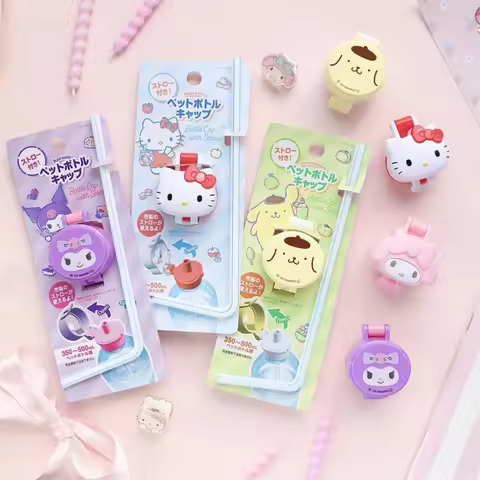 1 Set Sanrio Hello Kitty's Straw Lid Replacement Cap for Drinks Bottle; Anti-Choking cartoon Bottle 