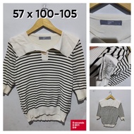 Top POLO Shirt 8 Seconds IVORY Size L Women's Outer Knit SailorWanita ED020