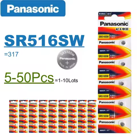 5-50PCS Panasonic SR516SW 317 Watch Button Battery for Tissot CK Quartz Watch Silver Oxide SR516 SW