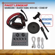 Paket lengkap Alat Live Streaming Sound card V8S Mixer Dan Mic BM 800 SoundCard alat karaoke