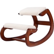Ergonomic Kneeling Chair for Upright Posture - Rocking Chair Knee Stool for Home Office &amp; Meditation - Wood &amp; Linen Cushion - Relieving Back and Neck Pain &amp; Improving Posture (White Oak)