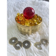 Bat Tu Bao Bach Phuc Pure Brass Gives 5 Five Emperor Coins & Ruby Stone