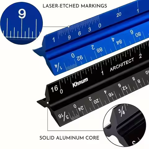 1PC Laser Etched Aluminum Triangular Scale Ruler Architect Engineer Drafting Measuring Stationery To