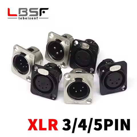 HF XLR 3/4/5pin Male Female Panel Audio Microphone Jack Plug Connector Black YS145BG YS146BG Copper