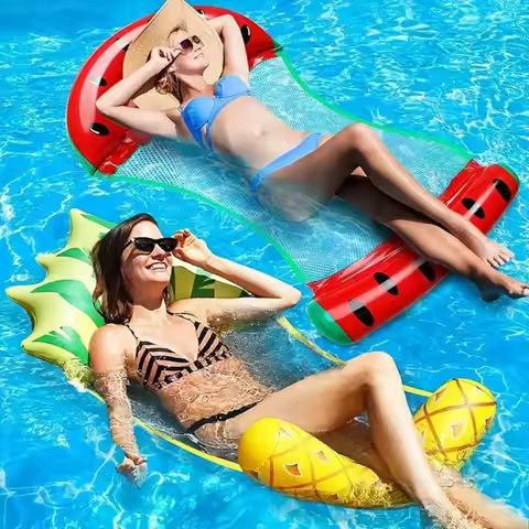 Foldable Fruits Floating Water Hammock Lounger Water Toys Inflatable Floating Bed Chair Summer Swimm