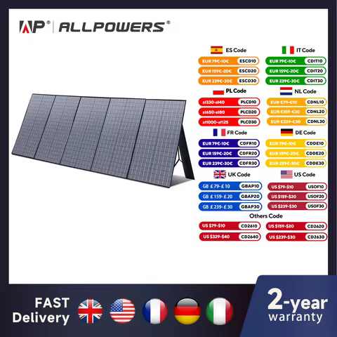 ALLPOWERS Foldable Solar Panel 400W / 200W / 140W / 100W / 60W Solar Charger with Solar Output for P