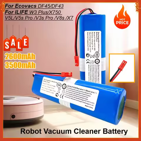 14.4V 2600mAh-3500mAh Robot Battery for ILIFE V3s Pro V5s Pro V50 V8s V80 V8 Plus X750 Ecovacs Deebo