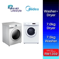 [Combo]Midea 7.5kg Front Load Washer MF100W75 + 7.0kg Dryer MD-7388