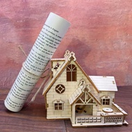 3D 3D Puzzle Halloween Wooden House Educational Handmade Assembly House Wooden Toy Creative 3D Puzzl