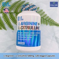 แอลซิทรูลีน แอลอาร์จินีน L-Arginine + L-Citrulline 500mg 120 Veggie Capsules - EVLution Nutrition