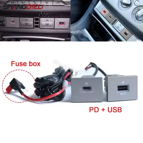 12V/24V Car USB Charger PD Quick Charge QC3.0 For Ford Focus 2 mk2 2009 2010 2011 Accessories Auto P