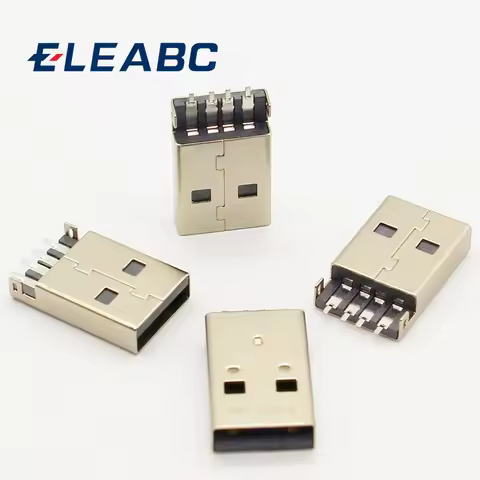 10pcs/lot USB 2.0 4Pin A Type Male Plug SMT Connector Black G49 for Data Transmission Charging