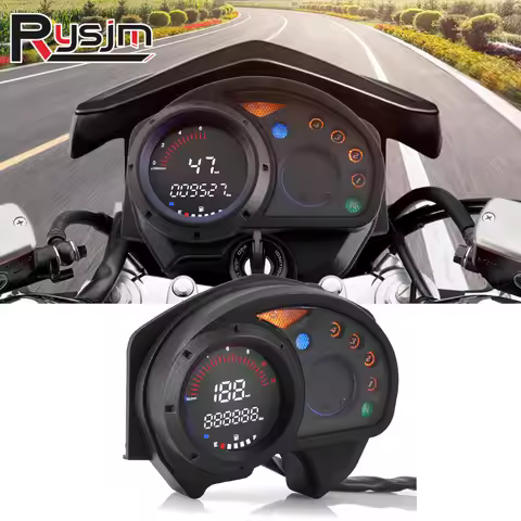 Digital Motorcycle Speedometer RPM Motobike Dashboard Fuel Level Meter Turn Signal Waterproof Gauge 