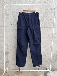 戰術褲 / W29腰 深夜藍帥氣素面 抽繩綁帶立體挺版 古著棉質長褲