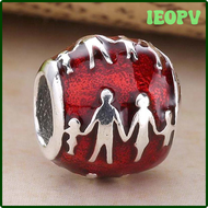 IEOPV Original Red Enamel Family Bonds Hand To Hand Beads Fit 925 Sterling Silver Bead Charm Bracelet Bangle Jewelry QETVB