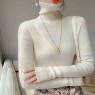Clothes Fashion Tops Knitwear Sweater Coats Match Warm Turtleneck Sweaters Versatile Knitted Bottomi
