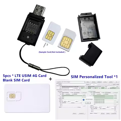 LTE ICCID IMSI SIM Card Reader Writer Programmer 2FF 3FF 4FF 2G 3G 4G Writbale SIM +5pcs SIM blank C