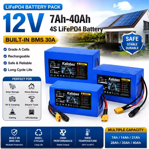 12V 40Ah 35Ah 28Ah 21Ah 14Ah 7Ah 32700 Lifepo4 battery pack BMS 30A For 12.8v E-boat Sprayer UPS mon
