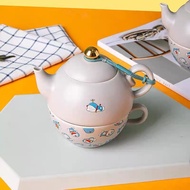 Kung Fu Tea Set Doraemon Ceramic Teapot Making Tea Child-Mother Pot Girlfriend Set Underglaze Color 