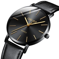 Oruss Original Universal Leather Men's Watch Simple Ultra-Thin Belt Korean Version Casual Waterproof Student Quartz Watch Couple Watch