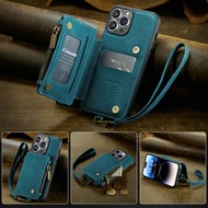 New CaseMe Case For iPhone 13 Pro Max 12 Mini 11 X Xs 10 7 8 Plus Leather Retro Zipper Wallet Stand 