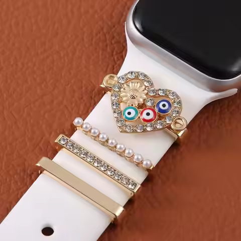 Unique Watch Band Ornament Diamond Love Ornament Metal Charms Decorative Ring For Apple Watch Band S