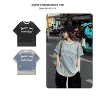 GUPO Form Boxy Unisex Local Brand Washed Limitless Club Denim T-Shirt – ATJ01