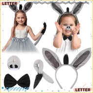 LETTER 4PCS Donkey Costume Set, Funny Animal Donkey Headband, Fashion Tail Nose Bow Tie Donkey Ears 