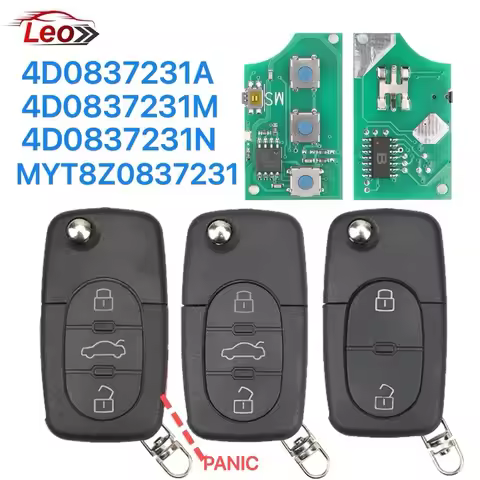 Leo For Audi A2 A3 A4 A6 A8 TT with ID48 chip flip remote control key 4D0837231A/N/M/K/E uncut HU66 