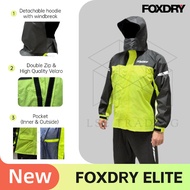 FOXDRY ELITE Waterproof Double Zip Premium Raincoat Kalis Air Baju Hujan Hoodie Windbreaker Rainsuit