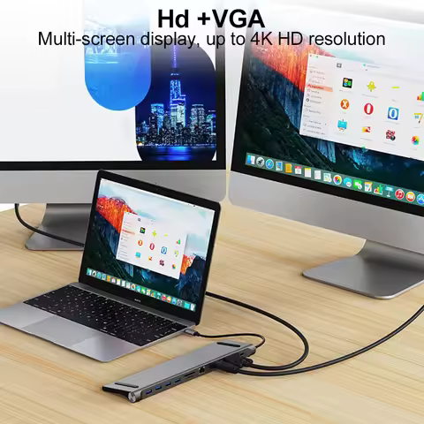 11 in 1 USB C Docking Station 100W PD SD/TF Audio USB C Dock 1* USB 3.0 3*USB2.0 for MacBook Pro/Air