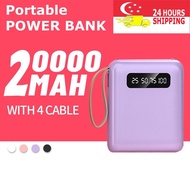 [SG Stock] Mini power bank Fast Charing 20000mAh 4 in 1 Cables powerbank original Support Portable Digital Display LED