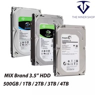 (Used) Mix Brand SATA HDD 500GB 1TB 2TB 3TB 4TB SATA 3.5"