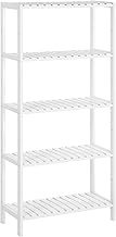 SONGMICS Bamboo Storage Shelf, 5-Tier Shelving Unit, Multifunctional, in The Entryway, Bathroom, Liv