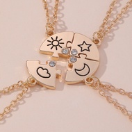 Simple Fashion Stars Moon Sun Clouds Patchwork Friendship Necklace for 4 Good Friend Neckalce BFF Be