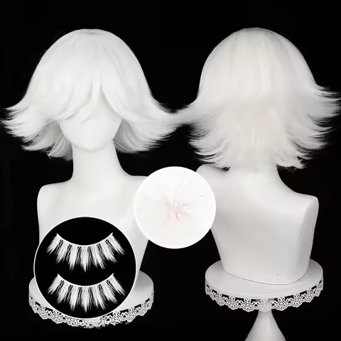 Mi Zu Ki Cosplay Wigs Short White Mizuki Cosplay Wig Heat Resistant Synthetic Hair Halloween Party W
