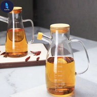 BF 1000ML Bamboo Glass Oil Jar Bottle Kitchen Canister High Cooking Oil Storage Organizer Bekas Miny