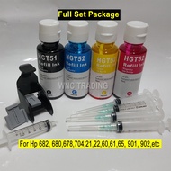 Hp Ink cartridge Refill Set for HP 682,680,678,703,704,21,22,60,61,65,67, 901, 902,63,46,65