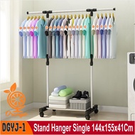 Stand Hanger Serbaguna Single 4 Roda / Rak Gantungan Jemuran Baju Rak Stainless Steel