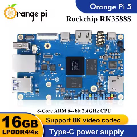 Orange Pi 5 16GB RAM Single Board Computer RK3588S PCIE Module External WiFi+BT SSD 8K Orange Pi5 De