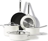 CAROTE Induction Cookware 8-Piece Pan Non-Stick 24/28 cm Saucepans 18/22 cm Stew Pan 28 cm Stainless